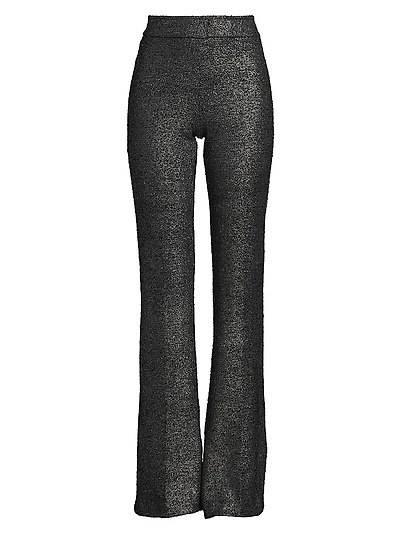 Avenue Montaigne Metallic Stretch Flared Pants