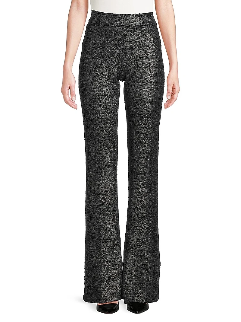 Avenue Montaigne Metallic Stretch Flared Pants