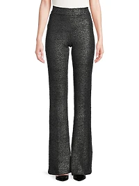 Avenue Montaigne Metallic Stretch Flared Pants