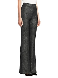 Avenue Montaigne Metallic Stretch Flared Pants