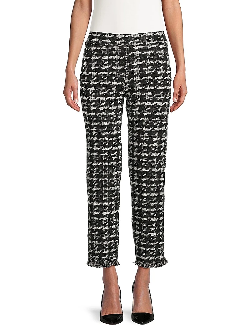Avenue Montaigne Houndstooth Slim-Fit Crop Pants