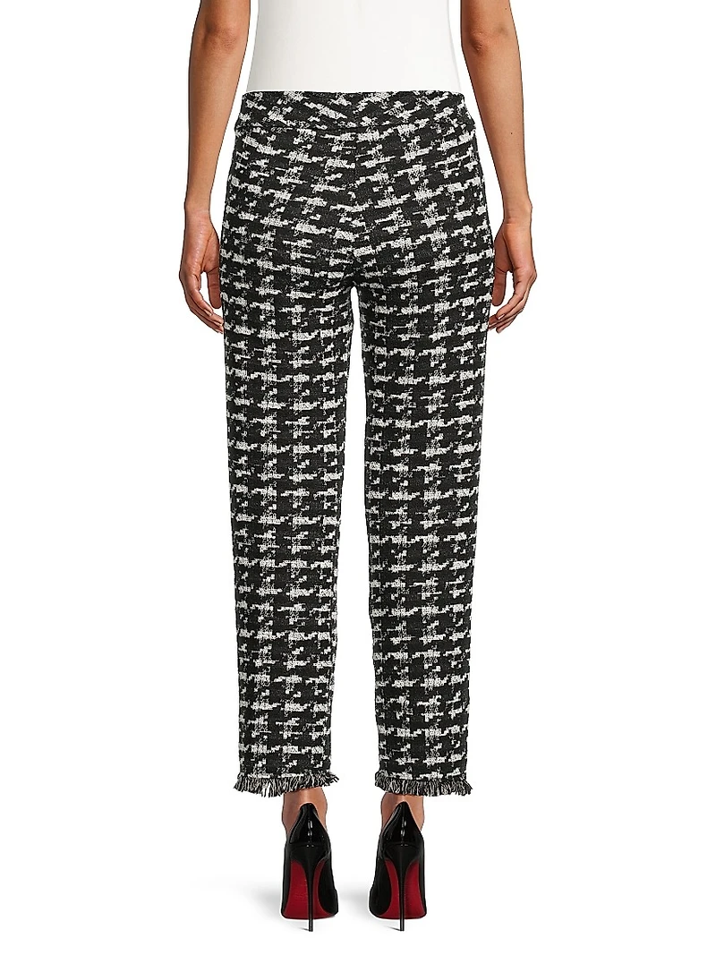 Avenue Montaigne Houndstooth Slim-Fit Crop Pants