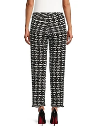 Avenue Montaigne Houndstooth Slim-Fit Crop Pants