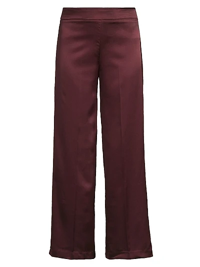 Avenue Montaigne Stretch Satin Wide-Leg Pants