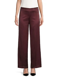 Avenue Montaigne Stretch Satin Wide-Leg Pants
