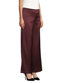 Avenue Montaigne Stretch Satin Wide-Leg Pants