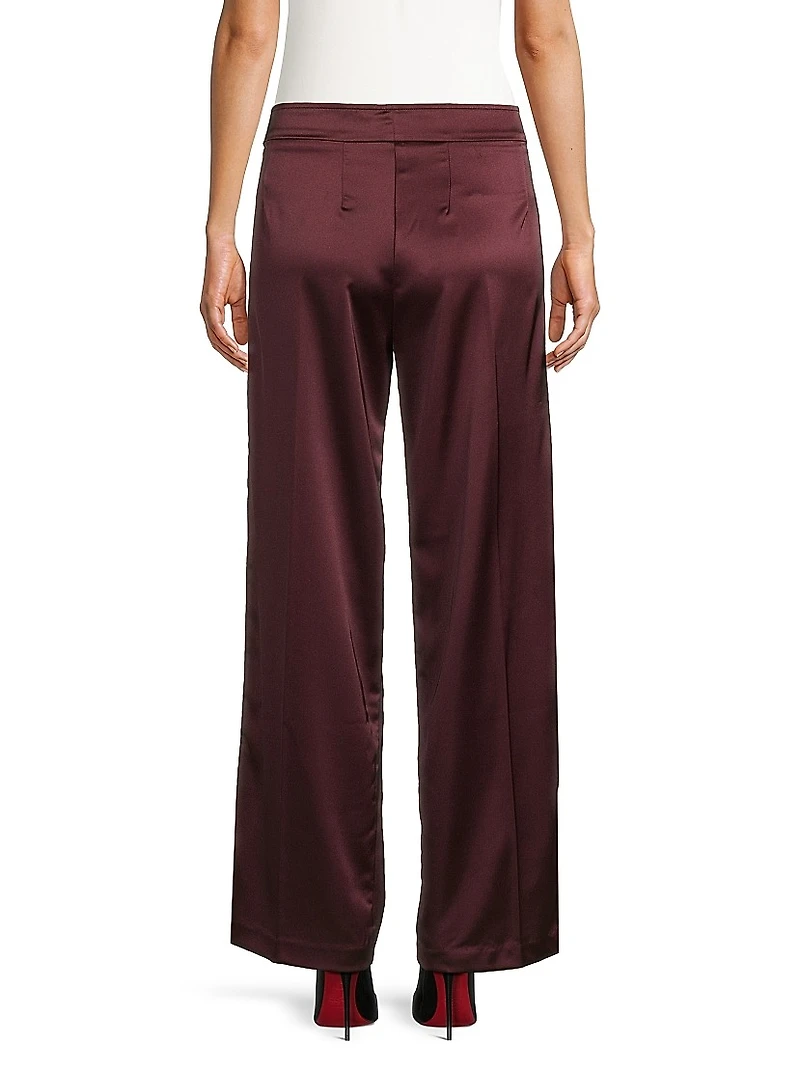 Avenue Montaigne Stretch Satin Wide-Leg Pants