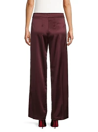 Avenue Montaigne Stretch Satin Wide-Leg Pants