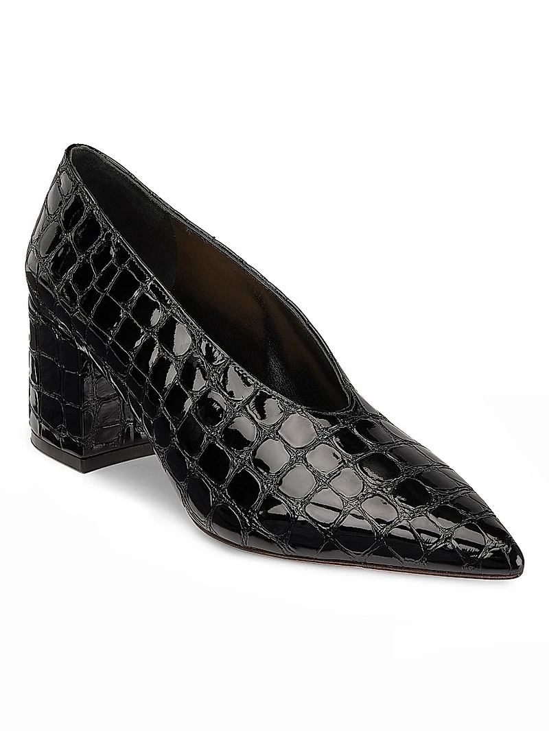 Polline 65MM Croc-Embossed Leather Pumps