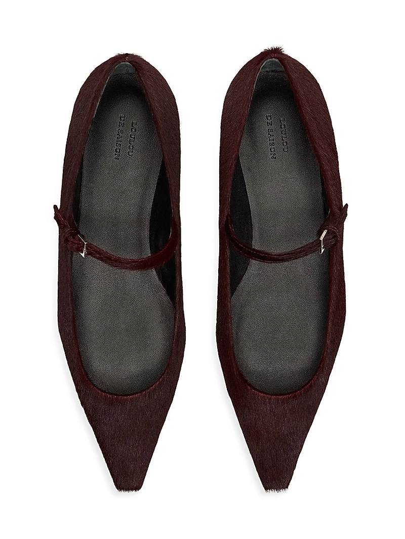 Leone Effect Sharp Calf Hair Ballerina Flat Pumps