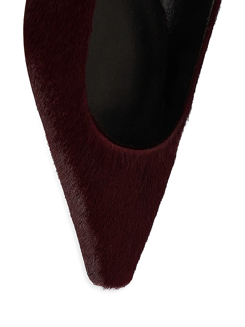 Leone Effect Sharp Calf Hair Ballerina Flat Pumps