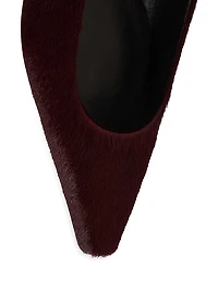 Leone Effect Sharp Calf Hair Ballerina Flat Pumps