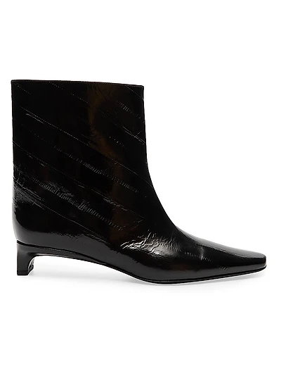 Iman 35MM Eel-Effect Leather Ankle Boots