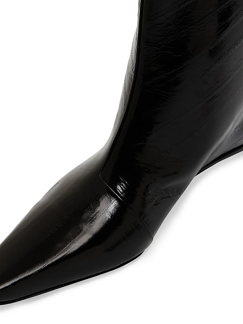 Iman 35MM Eel-Effect Leather Ankle Boots