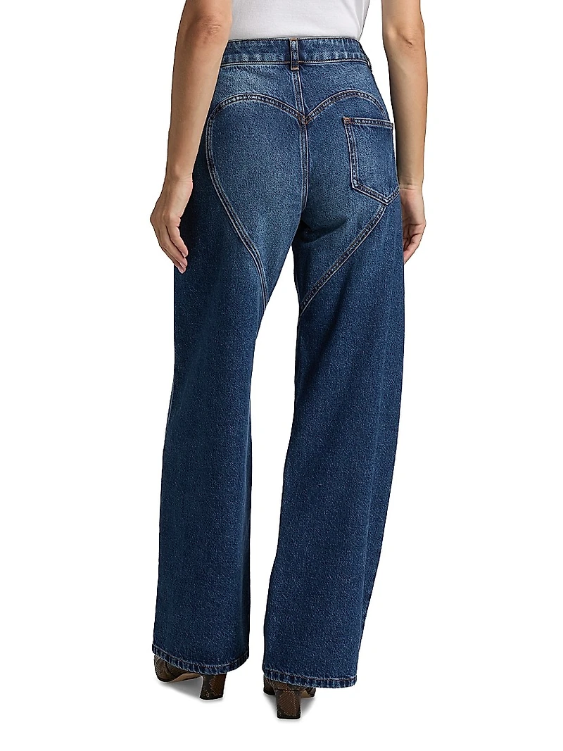 Crystal Chain Cut-Out Relaxed Jeans