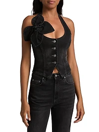 Denim Bow Halter Top