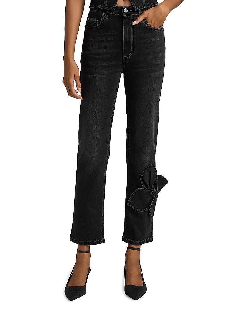 Bow Straight-Leg Jeans