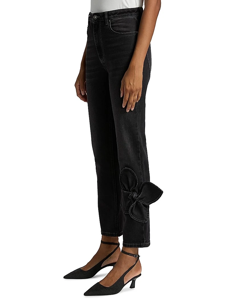 Bow Straight-Leg Jeans