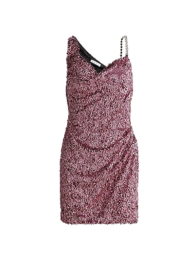 Crystal-Strap Sequin Minidress