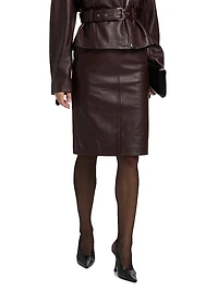 Dorian Leather Pencil Midi-Skirt