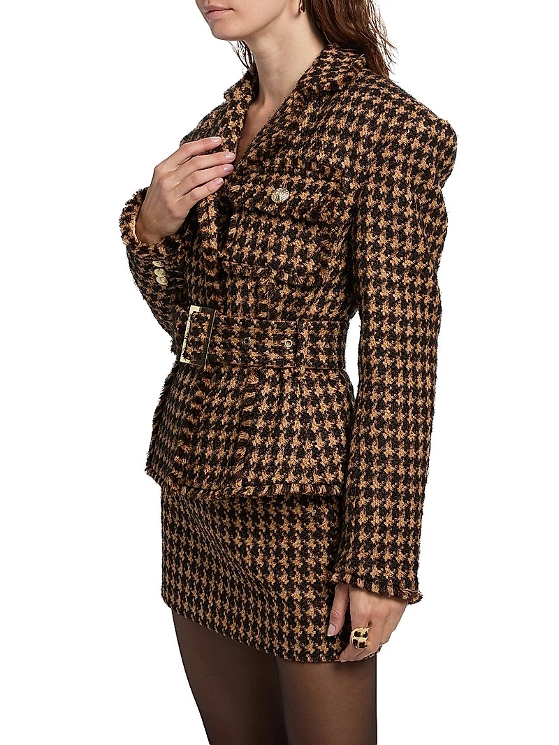 Janice Houndstooth Tweed Jacket