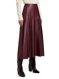 Arlette Faux Leather Pleated Midi-Skirt