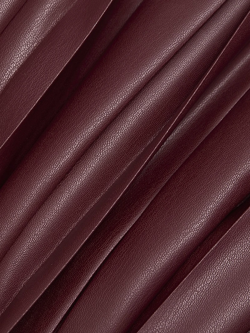 Arlette Faux Leather Pleated Midi-Skirt