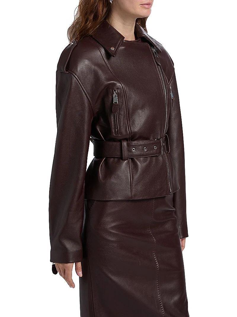 Lilou Faux Leather Belted Jacket