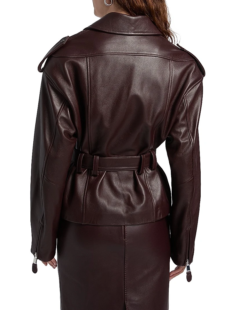 Lilou Faux Leather Belted Jacket
