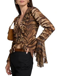 Alisha Tiger-Print Ruffle Top