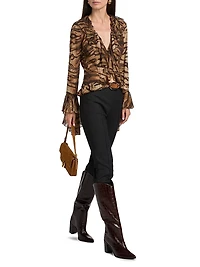 Alisha Tiger-Print Ruffle Top