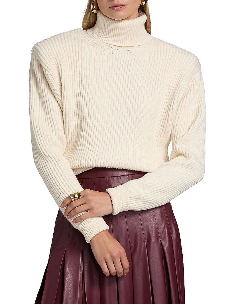 Camilla Rib-Knit Long-Sleeve Turtleneck Top