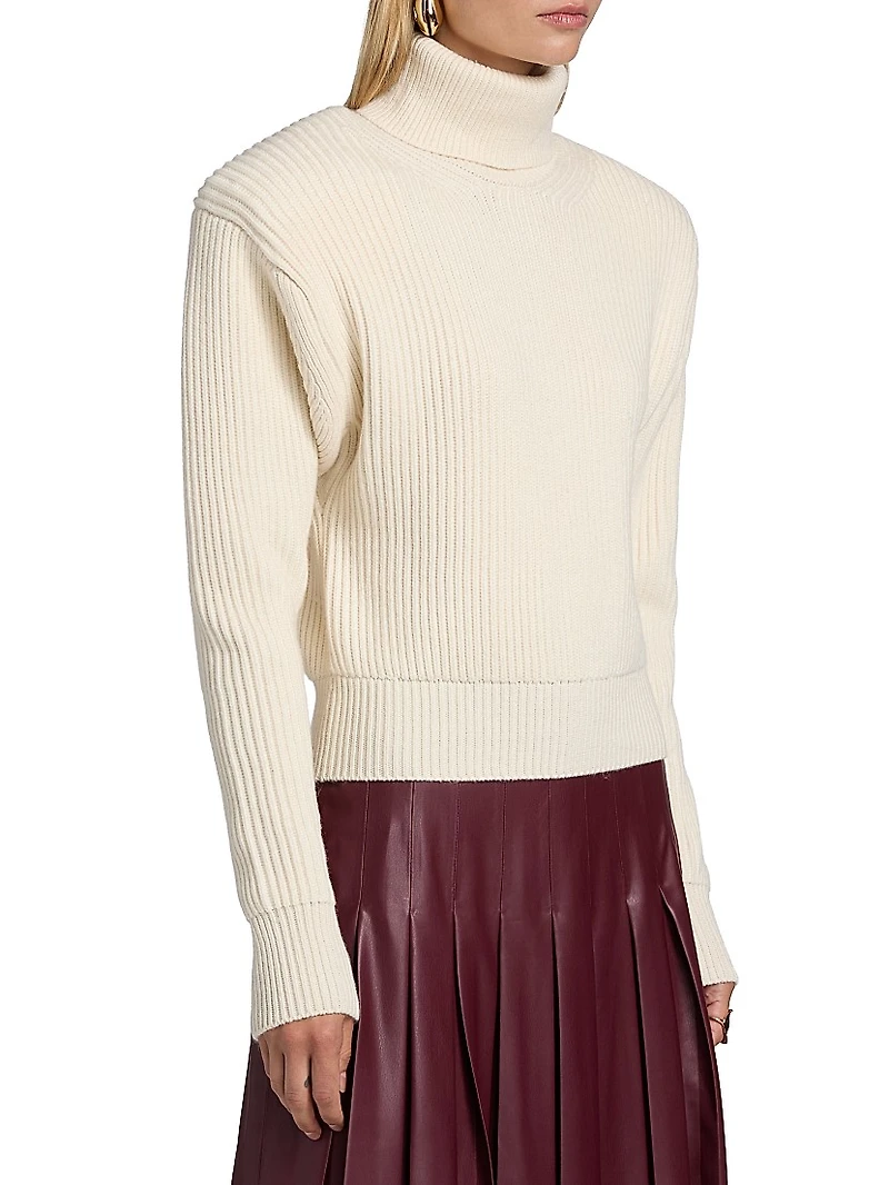 Camilla Rib-Knit Long-Sleeve Turtleneck Top