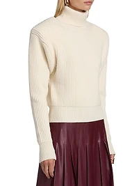 Camilla Rib-Knit Long-Sleeve Turtleneck Top