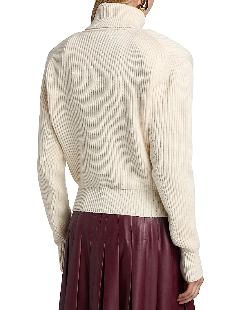 Camilla Rib-Knit Long-Sleeve Turtleneck Top