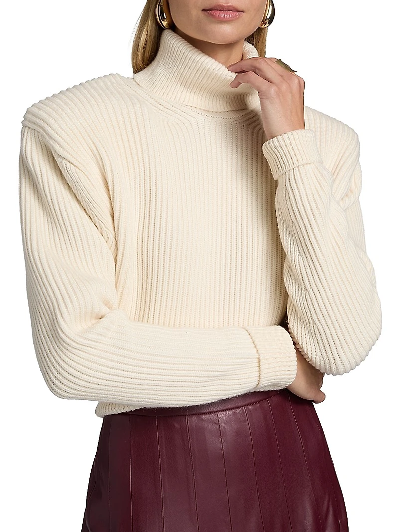 Camilla Rib-Knit Long-Sleeve Turtleneck Top