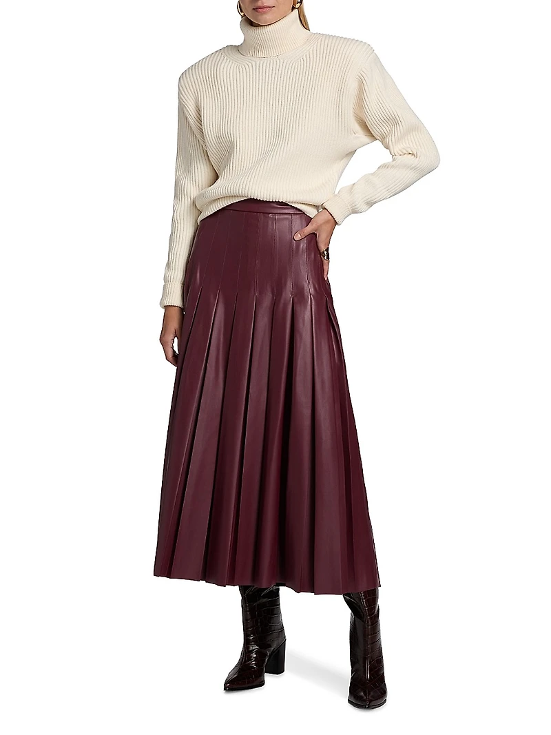 Camilla Rib-Knit Long-Sleeve Turtleneck Top
