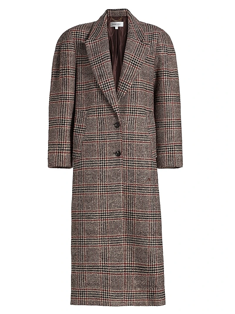 Jenkins Houndstooth Plaid Longline Coat