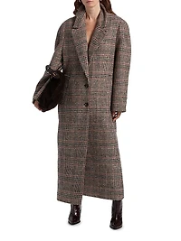Jenkins Houndstooth Plaid Longline Coat