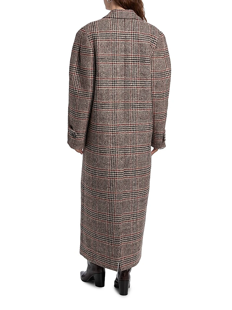 Jenkins Houndstooth Plaid Longline Coat