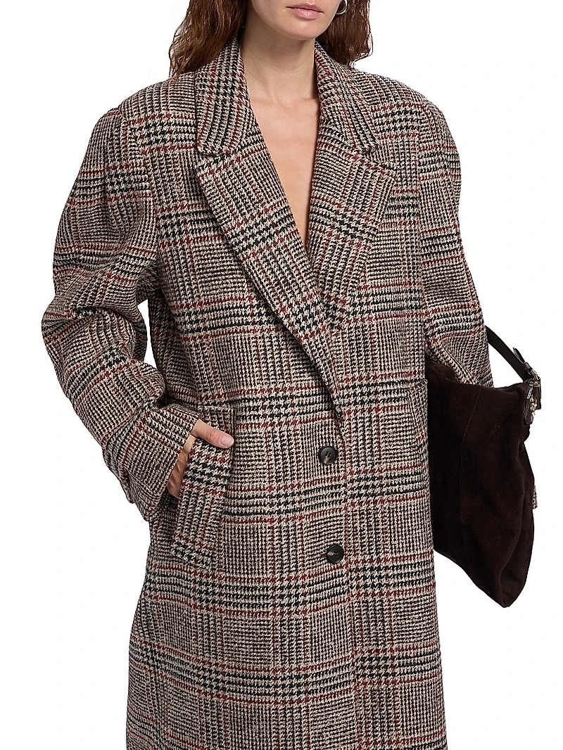 Jenkins Houndstooth Plaid Longline Coat