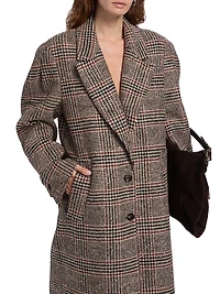 Jenkins Houndstooth Plaid Longline Coat