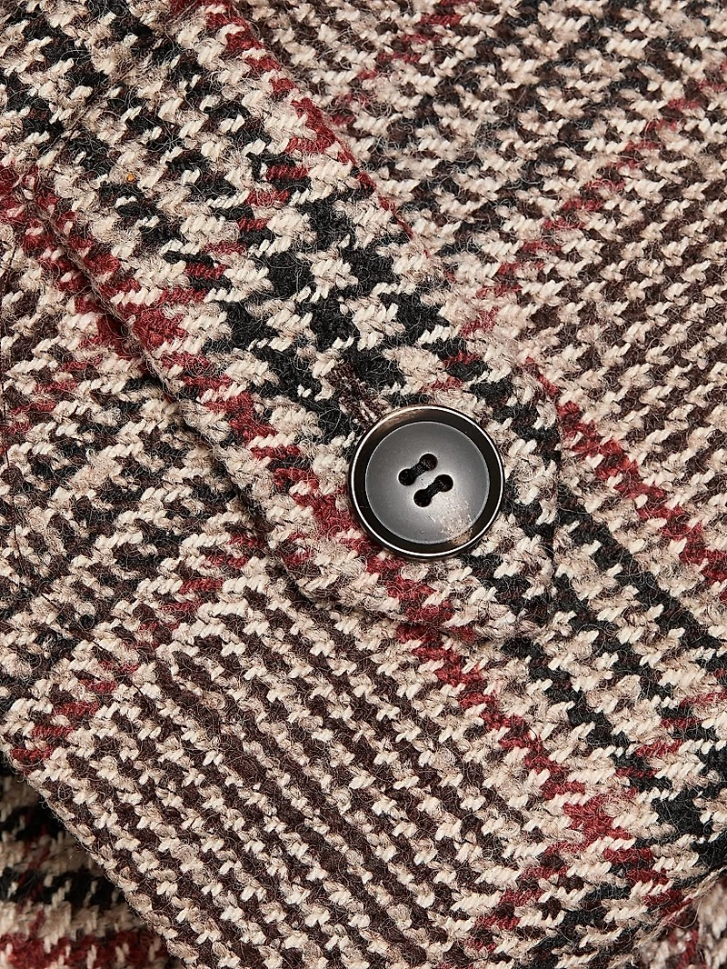 Jenkins Houndstooth Plaid Longline Coat