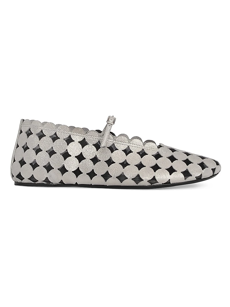 Bubbles Metallic Leather & Mesh Ballet Flats