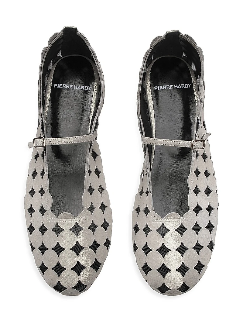 Bubbles Metallic Leather & Mesh Ballet Flats