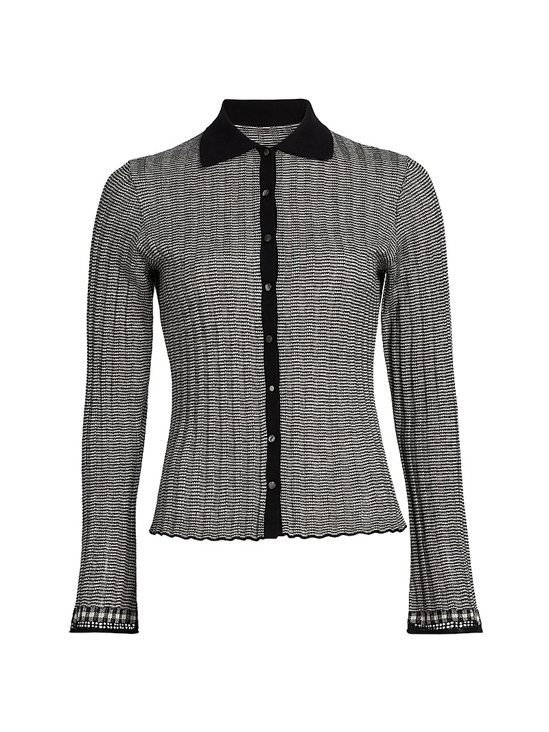 Striped Silk-Linen Cardigan