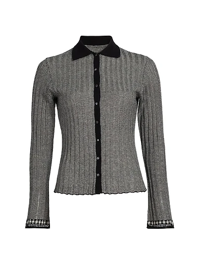 Striped Silk-Linen Cardigan