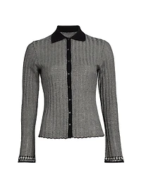 Striped Silk-Linen Cardigan