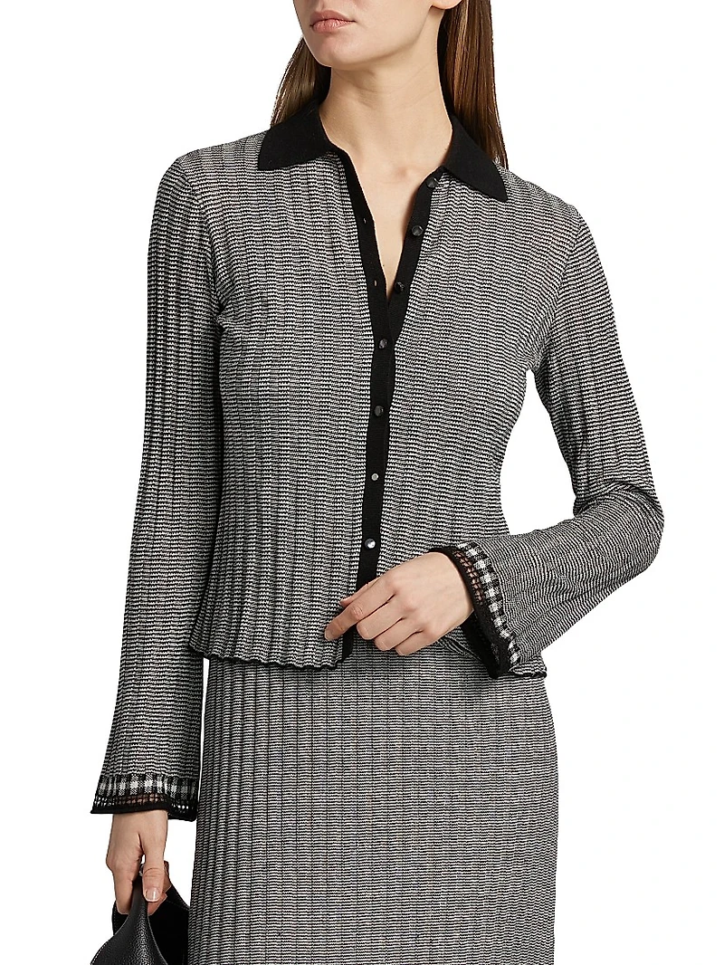 Striped Silk-Linen Cardigan