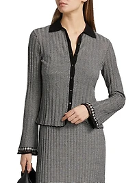 Striped Silk-Linen Cardigan